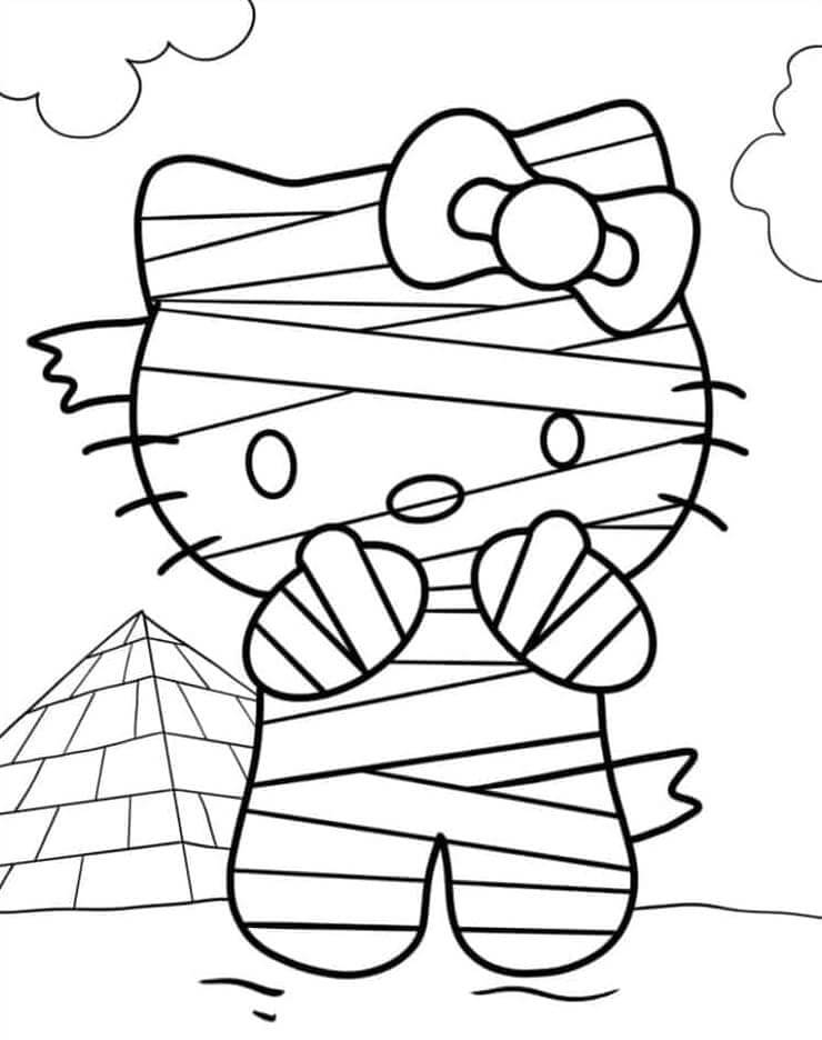 Fise de colorat cu Hello Kitty Halloween de colorat p21