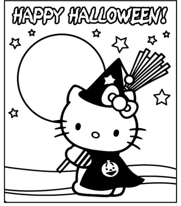 Fise de colorat cu Hello Kitty Halloween de colorat p22