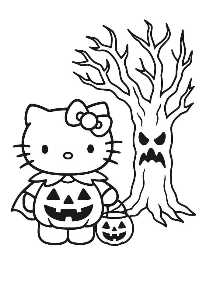 Fise de colorat cu Hello Kitty Halloween de colorat p24