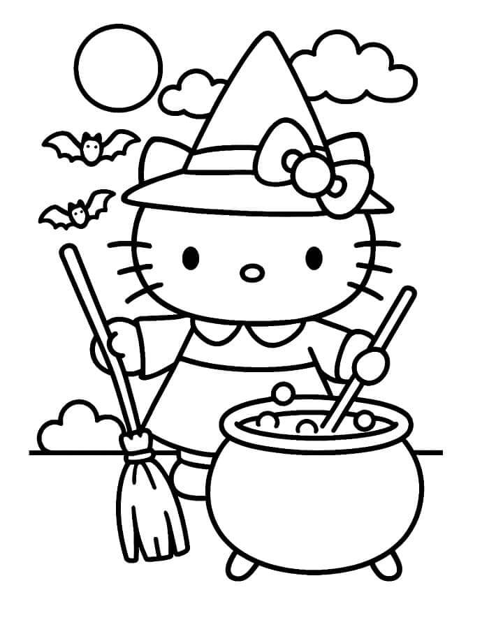 Fise de colorat cu Hello Kitty Halloween de colorat p25