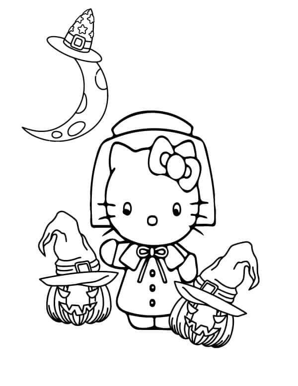 Fise de colorat cu Hello Kitty Halloween de colorat p30