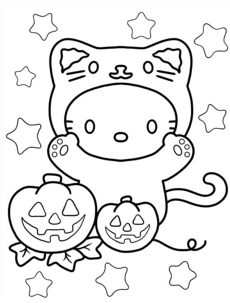 Fise de colorat cu Hello Kitty Halloween de colorat p32