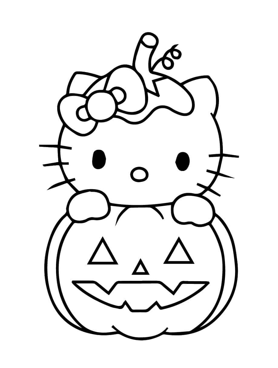 Fise de colorat cu Hello Kitty Halloween de colorat p33
