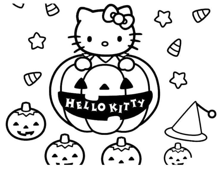 Fise de colorat cu Hello Kitty Halloween de colorat p37