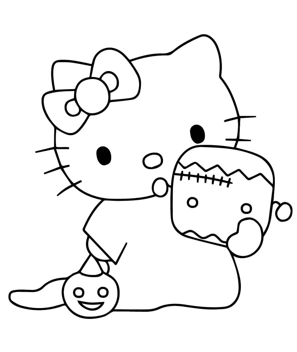 Fise de colorat cu Hello Kitty Halloween de colorat p38