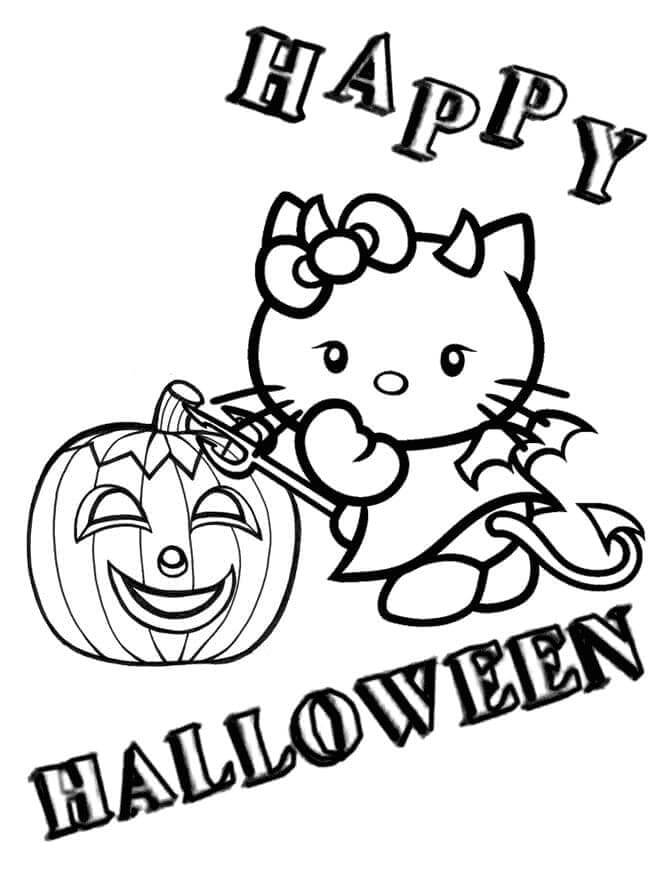 Fise de colorat cu Hello Kitty Halloween de colorat p40