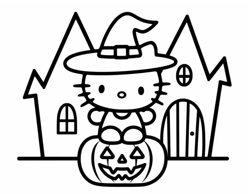 Fise de colorat cu Hello Kitty Halloween de colorat p41