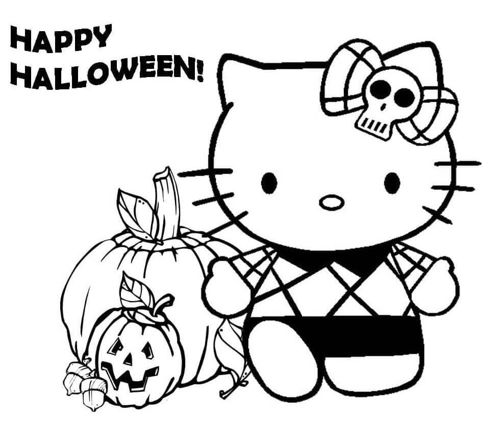 Fise de colorat cu Hello Kitty Halloween de colorat p42