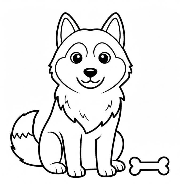 Fise de colorat cu Husky de colorat p01