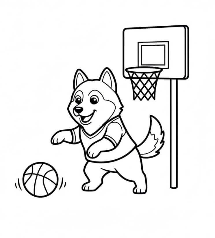 Fise de colorat cu Husky de colorat p06