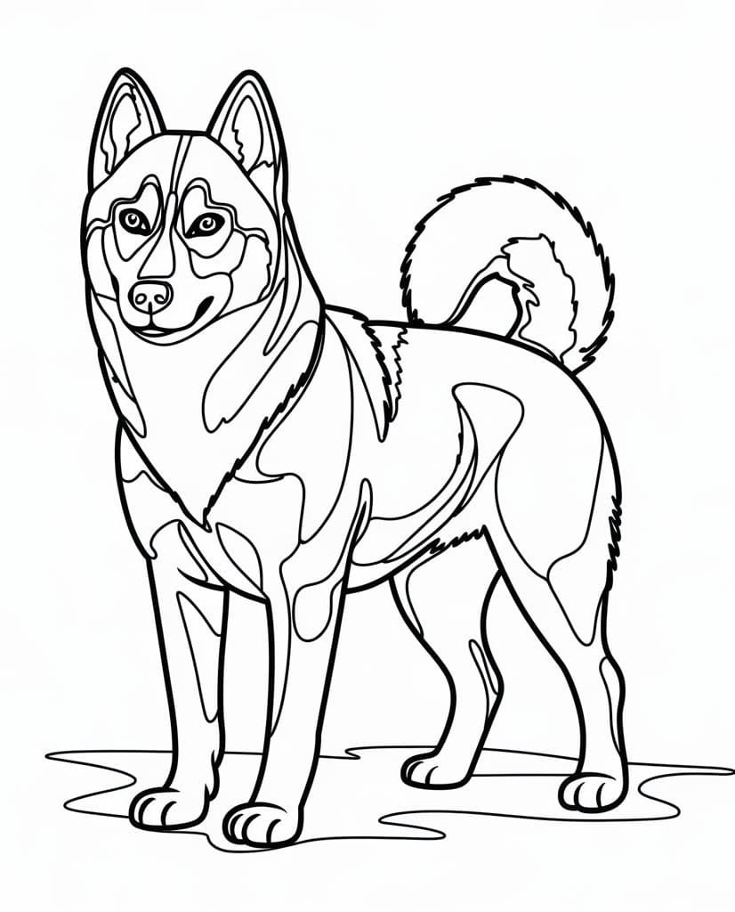 Fise de colorat cu Husky de colorat p15