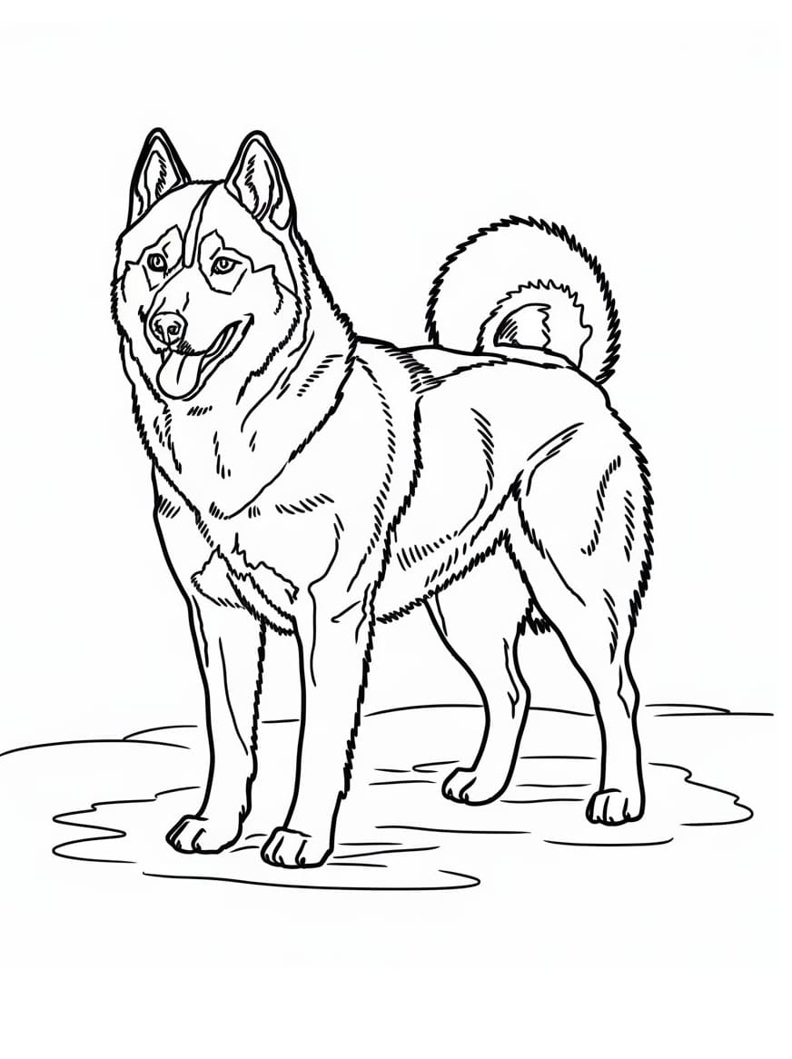 Fise de colorat cu Husky de colorat p18