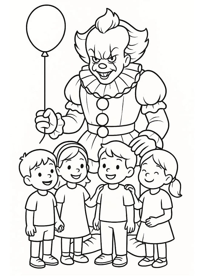 Fise de colorat cu Pennywise de colorat p12