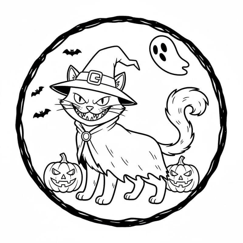 Fise de colorat cu Pisici de Halloween de colorat p14