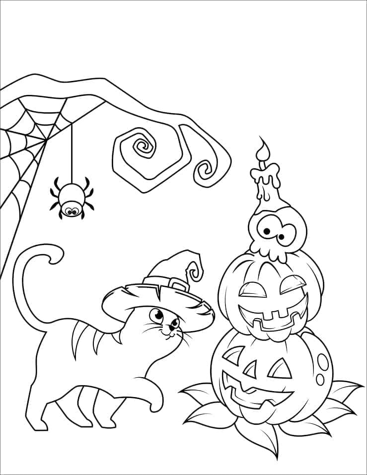 Fise de colorat cu Pisici de Halloween de colorat p18