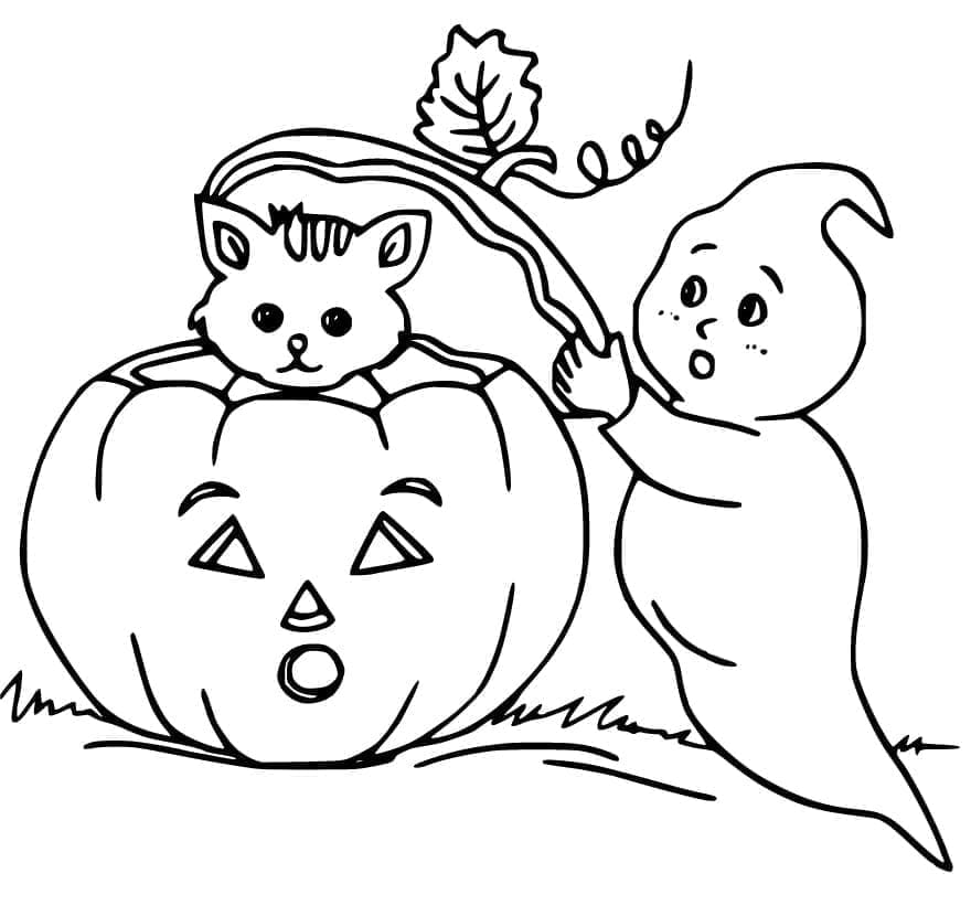 Fise de colorat cu Pisici de Halloween de colorat p19