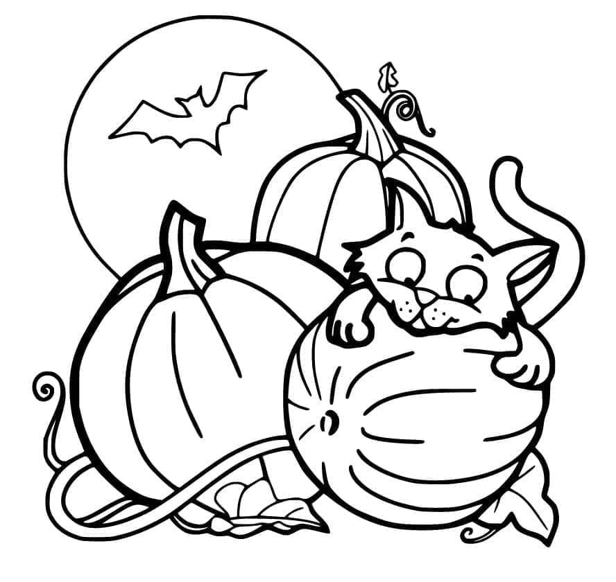 Fise de colorat cu Pisici de Halloween de colorat p27