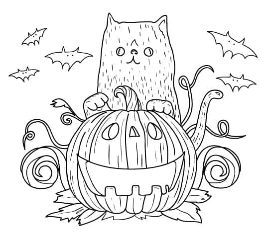Fise de colorat cu Pisici de Halloween de colorat p28