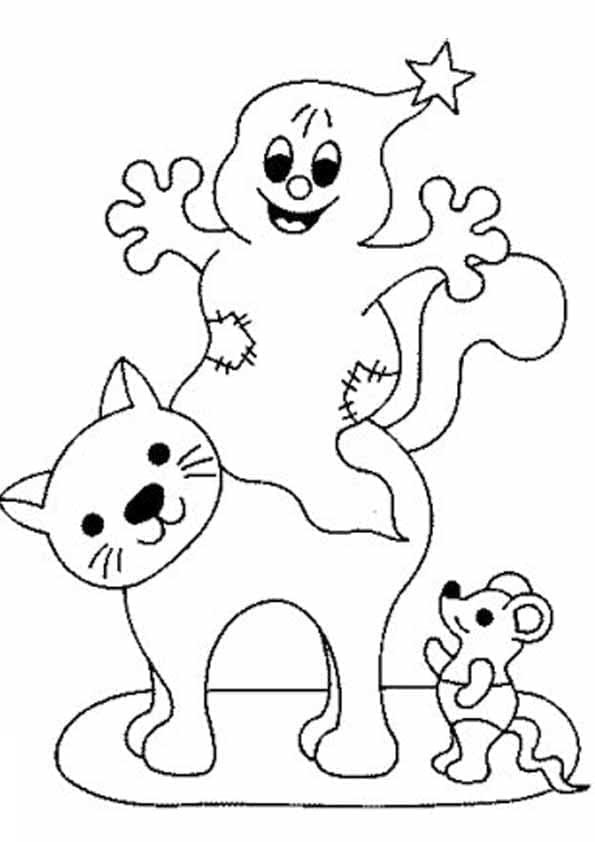 Fise de colorat cu Pisici de Halloween de colorat p31