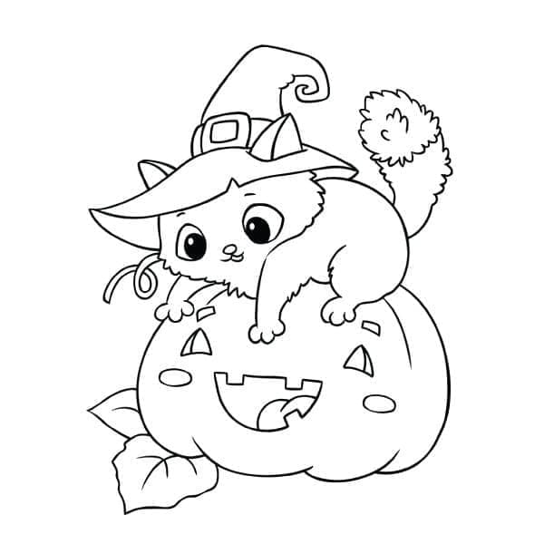 Fise de colorat cu Pisici de Halloween de colorat p34
