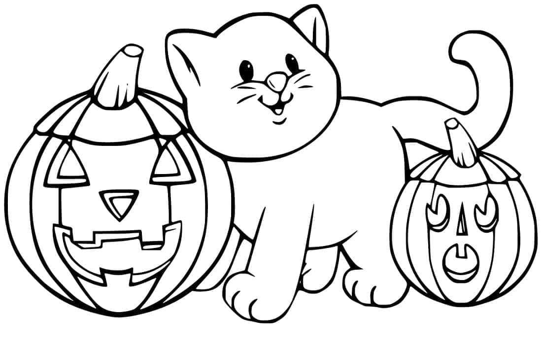 Fise de colorat cu Pisici de Halloween de colorat p36