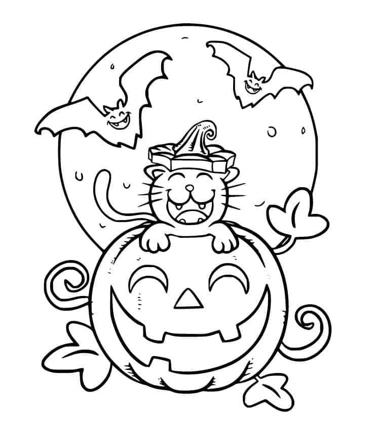Fise de colorat cu Pisici de Halloween de colorat p38