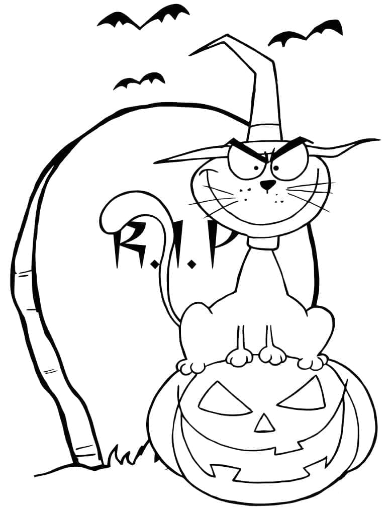 Fise de colorat cu Pisici de Halloween de colorat p42