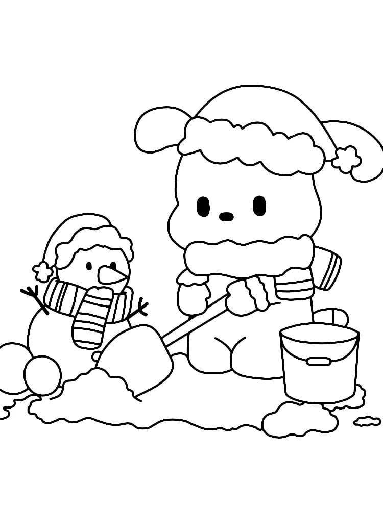 Fise de colorat cu Pochacco de colorat p07