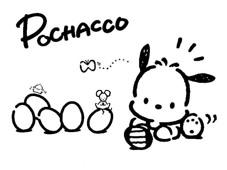 Fise de colorat cu Pochacco de colorat p19