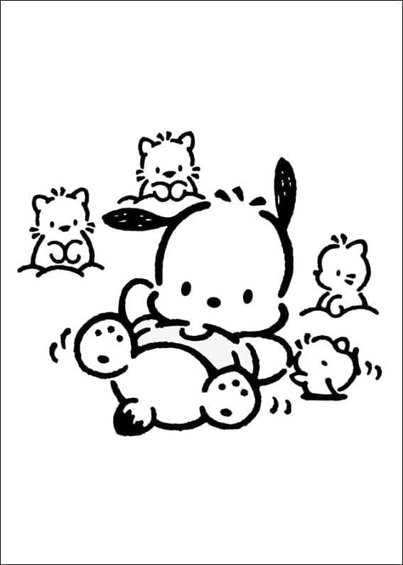 Fise de colorat cu Pochacco de colorat p33
