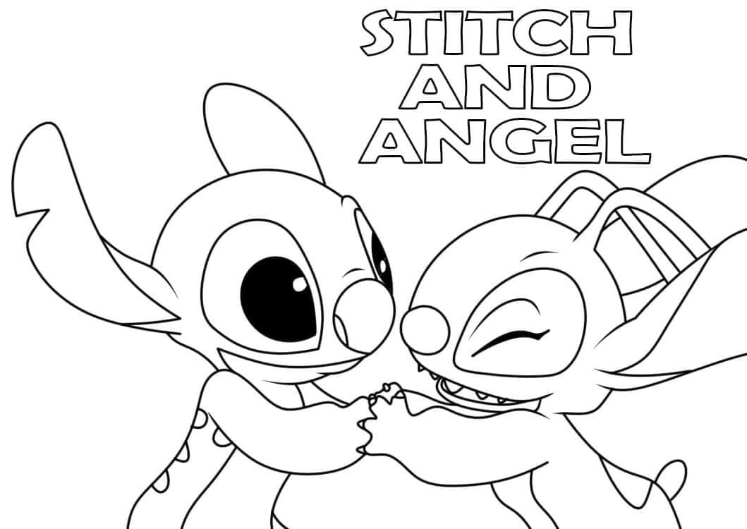 Fise de colorat cu Stitch si Angel de colorat p10