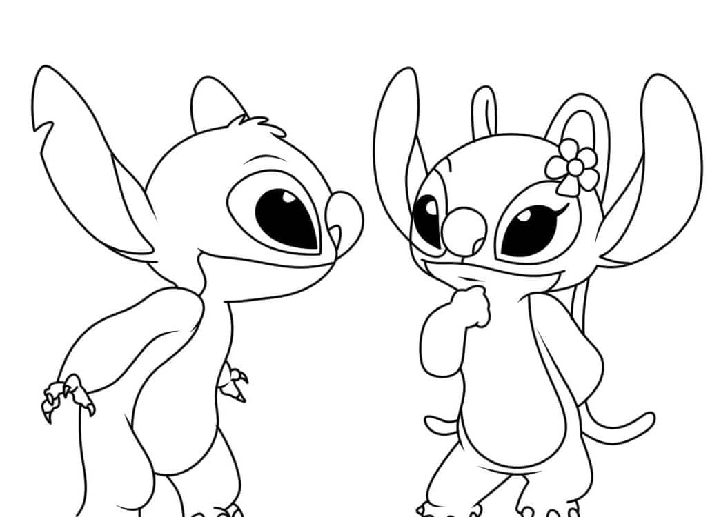 Fise de colorat cu Stitch si Angel de colorat p11