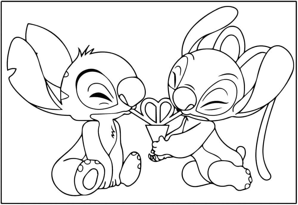 Fise de colorat cu Stitch si Angel de colorat p12