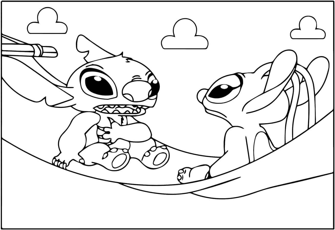 Fise de colorat cu Stitch si Angel de colorat p14