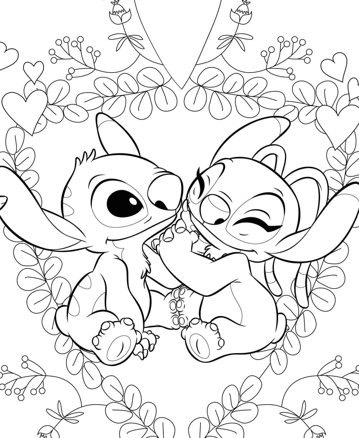 Fise de colorat cu Stitch si Angel de colorat p15