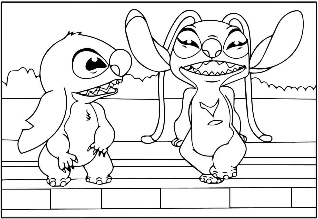 Fise de colorat cu Stitch si Angel de colorat p17