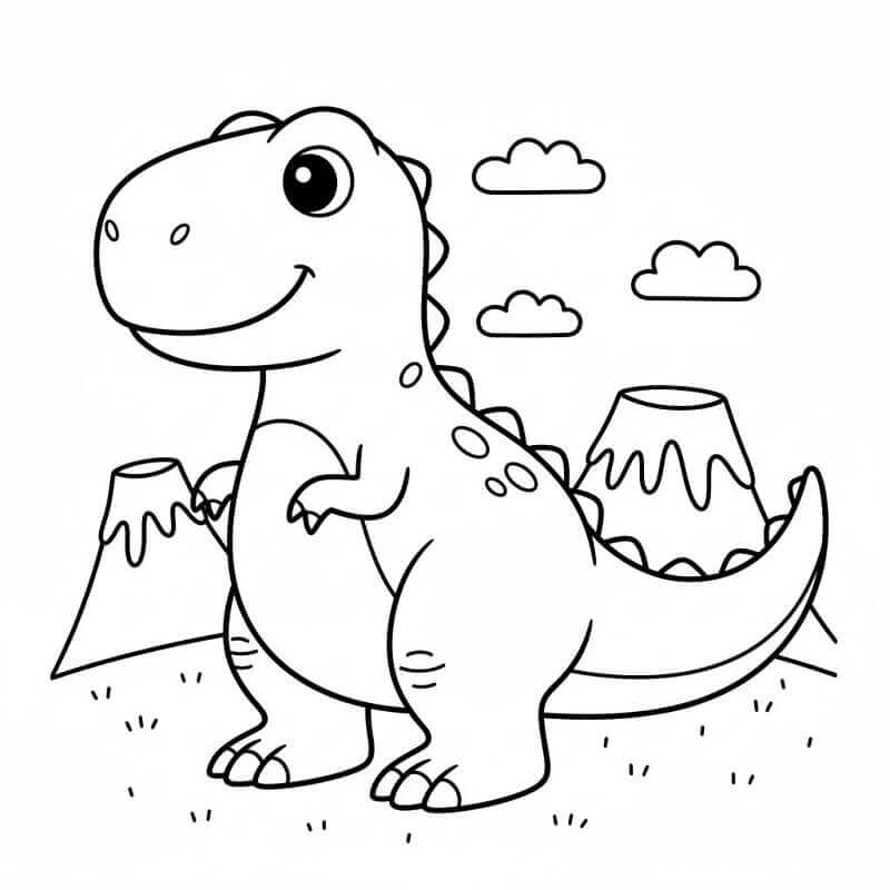 Fise de colorat cu T-Rex de colorat p01