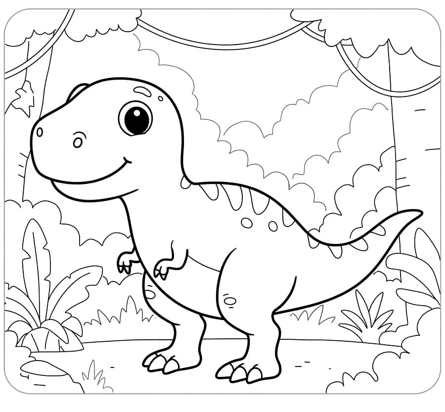 Fise de colorat cu T-Rex de colorat p04