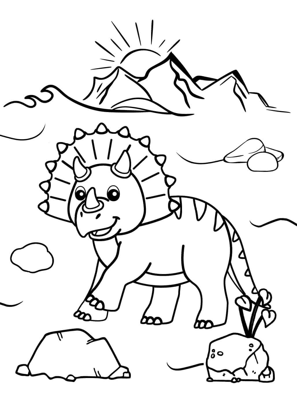 Fise de colorat cu Triceratops de colorat p19