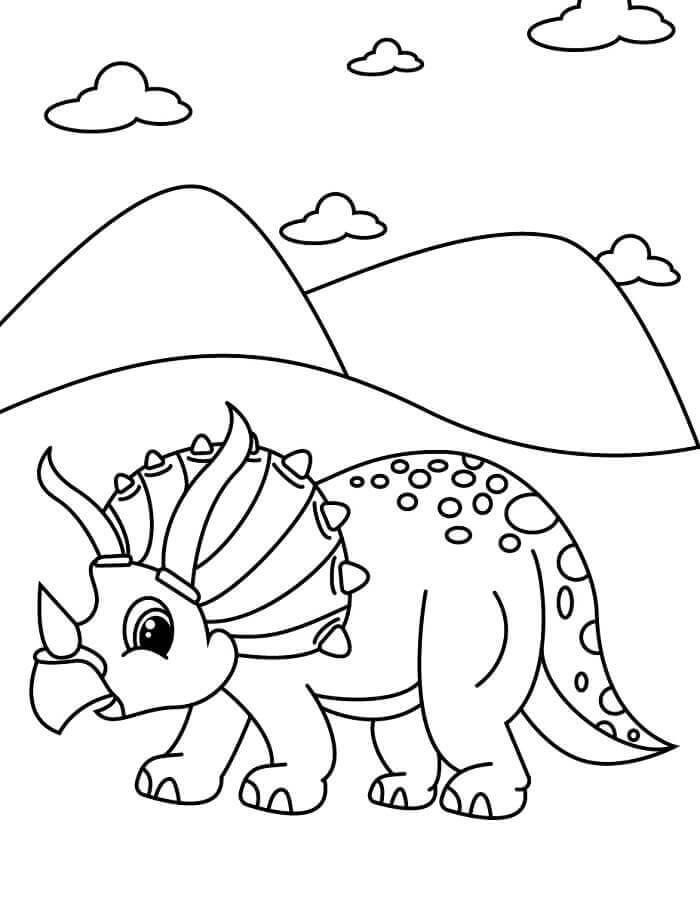 Planse de colorat cu Triceratops