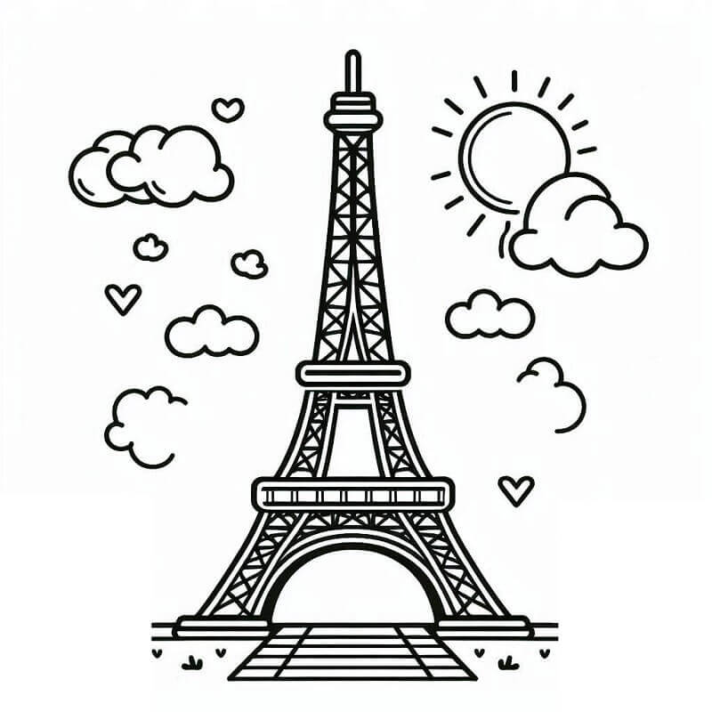 Fise de colorat cu Turnul Eiffel de colorat p01