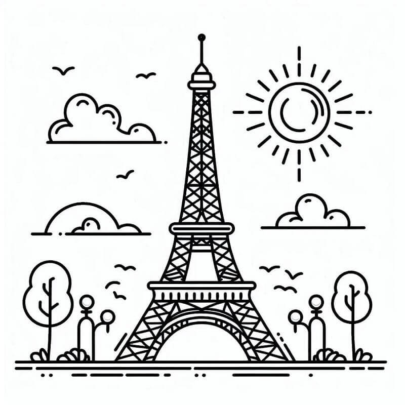 Fise de colorat cu Turnul Eiffel de colorat p02