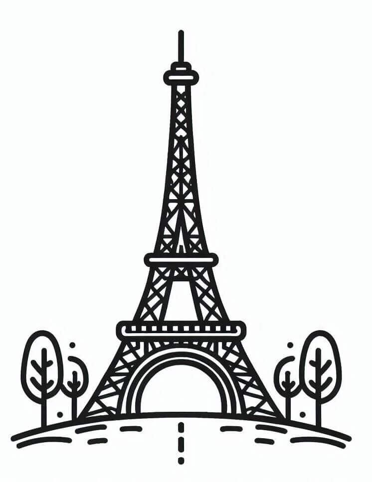 Fise de colorat cu Turnul Eiffel de colorat p03