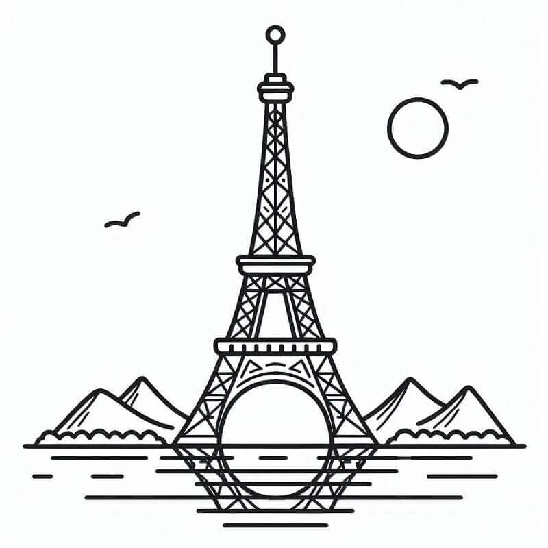 Fise de colorat cu Turnul Eiffel de colorat p04