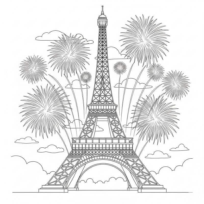 Fise de colorat cu Turnul Eiffel de colorat p06