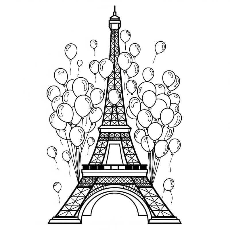 Fise de colorat cu Turnul Eiffel de colorat p07