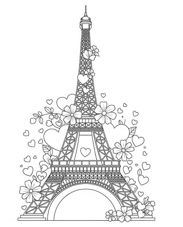 Fise de colorat cu Turnul Eiffel de colorat p08