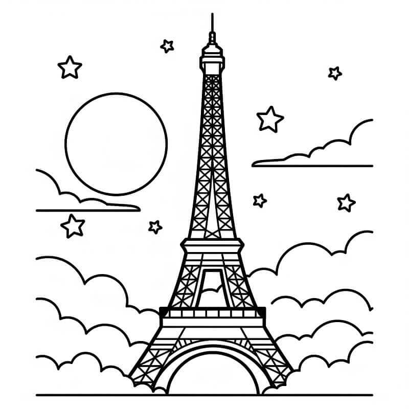 Fise de colorat cu Turnul Eiffel de colorat p14