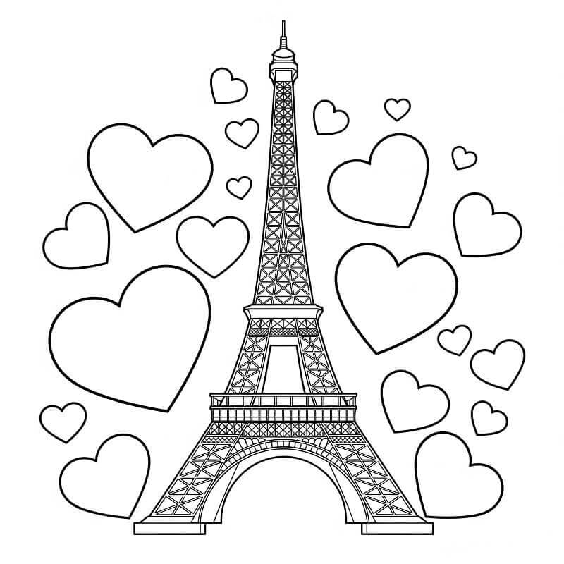 Planse de colorat cu Turnul Eiffel