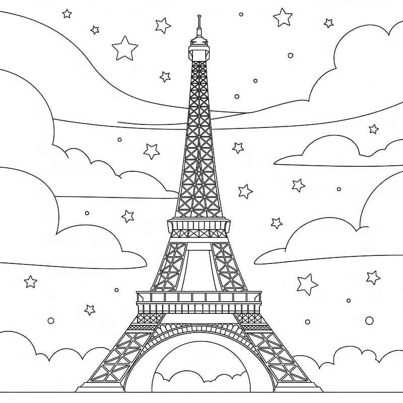 Fise de colorat cu Turnul Eiffel de colorat p20